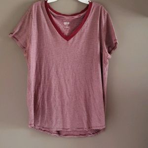 Deep Red and white stripped t-shirt